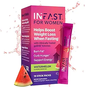 Intermitterende Vasten Drankmix voor vrouwen - BHB Exogene Ketonen Poeder met Vastende Elektrolyten & Green Coffee Bean Extract voor energie Focus en Hormonale Balance Support (Watermeloen) - 10ct