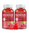 Magnesium Gummies 600mg per Serving-Magnesium Glycinate 400mg en Magnesium Malate 200mg, Sugar Free Magnesium Kalium Supplement voor Calm Mood, Muscle, Bone & Energy Support,120 Raspberry Gummies