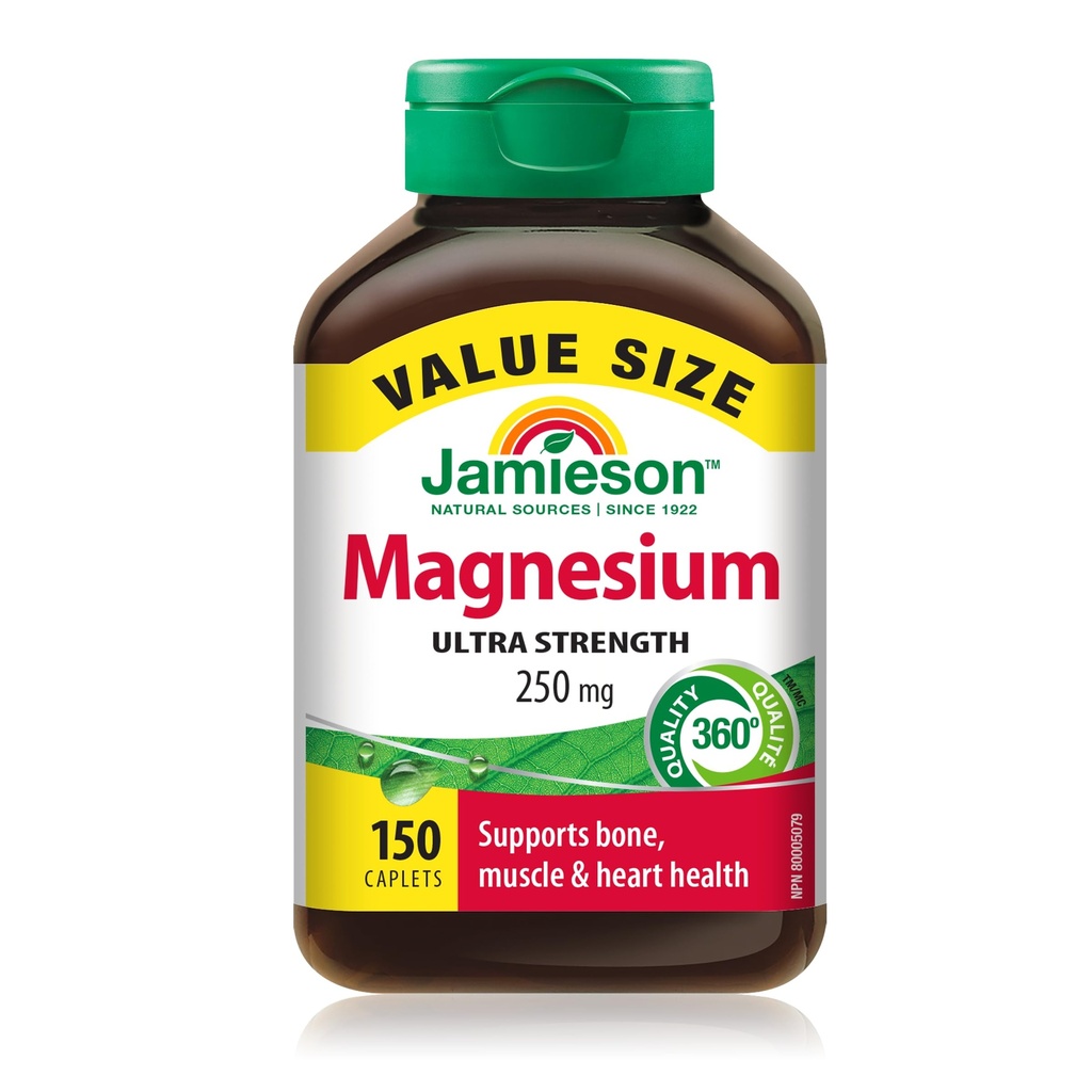 Jamieson Magnesium 250 mg, 150 caplets Waardegrootte