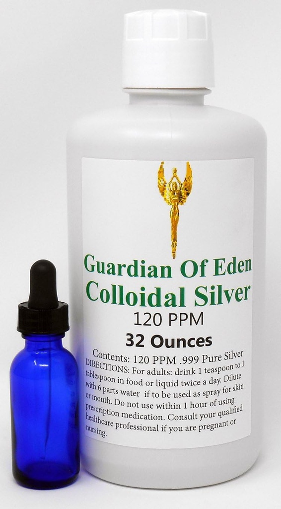Lab Getest Gecertificeerde 120ppm Geconcentreerde Pure Collective Silver van GOE (1 Quart) met Gratis Dropper Bottle. Labrapport gedocumenteerd.