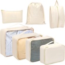 Toplive 7 Set verpakking Cubes voor reizen, Bagage Organizer Tassen voor reizen Accessoires, Compressie verpakking Cubes, Beige