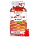 Triple Magnesium Complex 900 mg, Magnesium Glycinate, Citrate, Malate with Kalium, Calcium, Vitamine B6 for Calm & Sleep - Vegan, Non-GMO, Glutenvrij - 60 Raspberry Gummies for Adults
