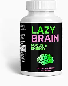 Lazy Brain Supplement - DMAE Bitrate, L-Glutamine, Bacopa Extract, GABA - Brain Nootropic for Energy, Focus, All Wellness, & Immune Support - 60 capsules