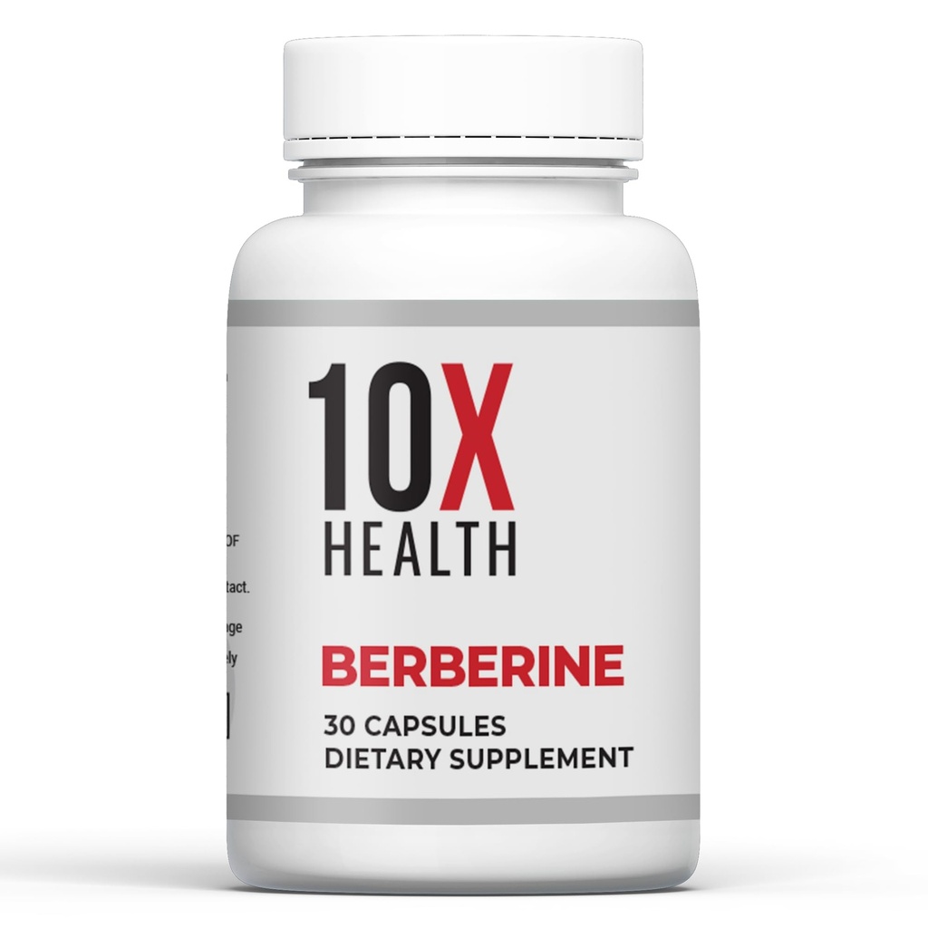 10X Health Berberine Supplement 500mg - Bevat Dihydroberine Supplement voor betere absorptie - Ondersteunt Cardiovasculaire en Gut Health Supplementen voor vrouwen en mannen - 30 capsules