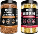 PURE ORIGINEEL INGREDIËNTEN Ceylon Cinnamon en Berberine Capsules bundel (730 capsules Elke) Geen Magnesium of Rijst Fillers, Lab geverifieerd