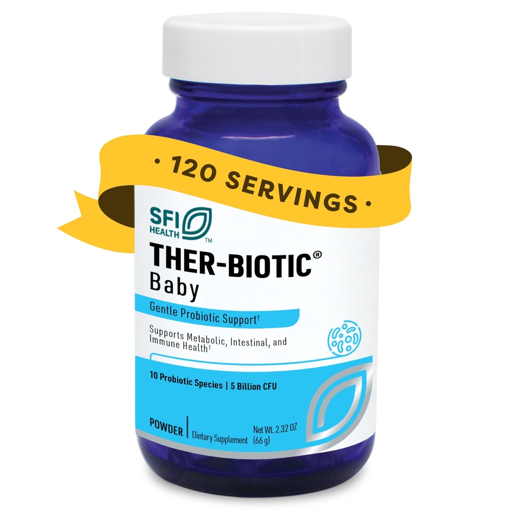 Klaire Labs SFI Health Ther-Biotic Baby - Peuter Probiotica voor kinderen, zuigelingen en baby's - Microbiome & Bowel Support - Probiotic Powder, Toevoegen aan baby Formule, Borstmelk of Solid Food (120 Servers)