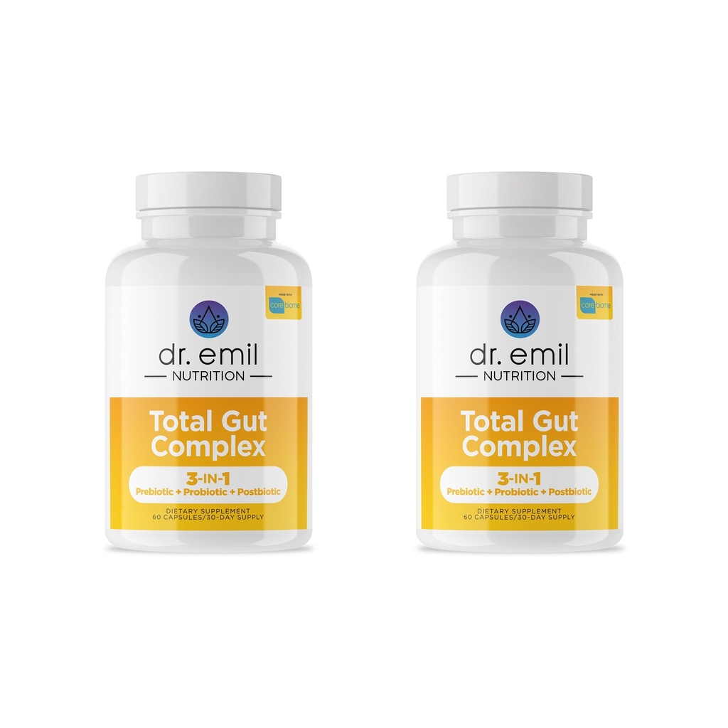 DR. EMIL NUTRITION Total Gut Health Complex - Prebiotic + Probiotic + Postbiotic Gut Health Supplements for Women and Men - Probiotics for Digestief Health & Gut Health, 120 Capsules
