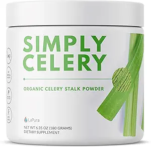 LaPura Organic Celery Powder - Pure Celery Juice Powder for Gut Health Support - Plant Based Green Superfood for Smoothies, Juices, and Recipes - Travel Friendly and Gluten Free, 30 Servings, 6.35 oz