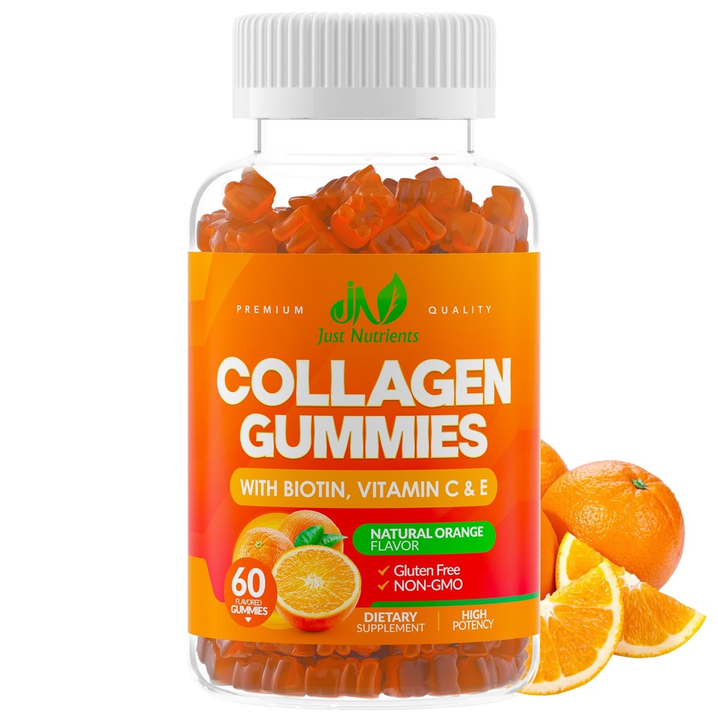 Collagen Peptides Gummies with Biotin, Vitamin C & E for Women & Men - Premium Hydrolyzed Collagen Type I & III for Hair, Skin & Nails Support - Gluten-Free, Non-GMO - 60 Gummies (30 Servings)