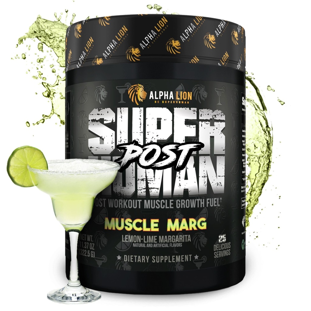 Alpha Lion Superhuman Post Workout Powder, Muscle Builder Drink, Creatine Monohydraat + Meer voor Lean Muscle Growth, Strength & Volume, Supplement voor vrouwen en mannen (25 Serves, Muscle Marg)