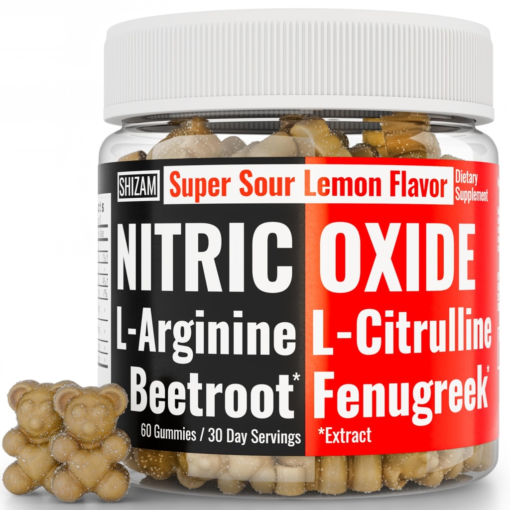 SHIZAM bieten Fenegriek Super Nitric Oxide Gummies w L-Arginine L-Citrulline, Beetwortel Kauwt Chweable Chewables Capsules Pillen Supplement Supplementen Alt, Bootroot Flow Volwassenen Mannen Beats