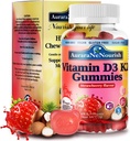 D3 K2 Vitamine 10000 IE, Suikervrij Vitamine D3 K2 Gummies w. Pro & Pre, Kauwbare Vitamine D3 en K2 (MK-7) Supplementen voor Bot, Tanden, Immuun, Hart & Digest Gezondheid, Calciumabsorptie