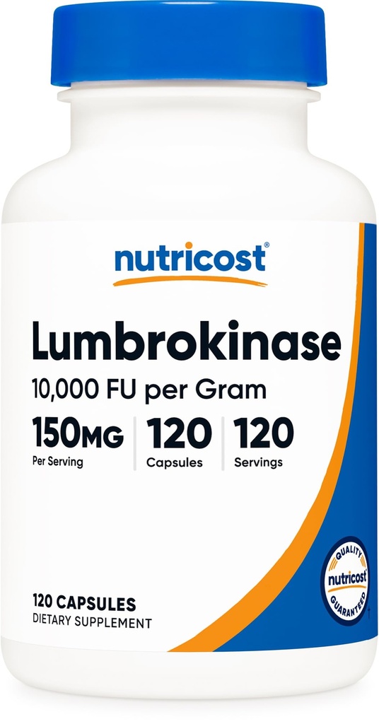 Nutricost Lumbrokinase Capsules 150 mg (120 capsules) - Glutenvrij, Veganistisch, GGO-vrij