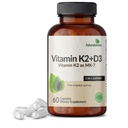 Futurebiotica Vitamine K2 (MK7) met D3 Supplement - Non-GMO Formule - 5000 IE Vitamine D3 & 90 mcg Vitamine K2 MK-7, 60 Vegetarische Capsules