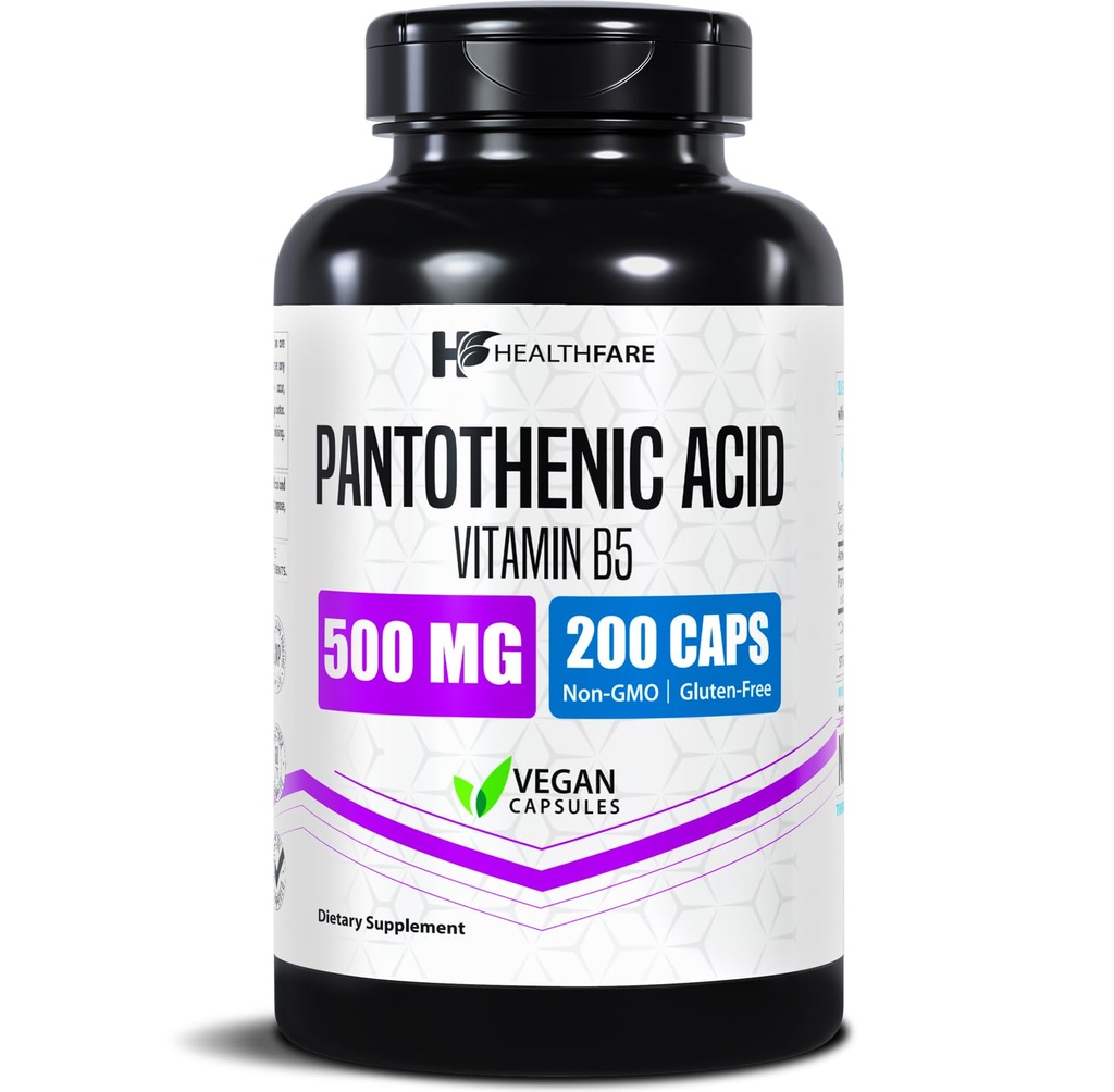 Healthfare Pantothenic Acid 500mg Vitamine B5 Supplement 