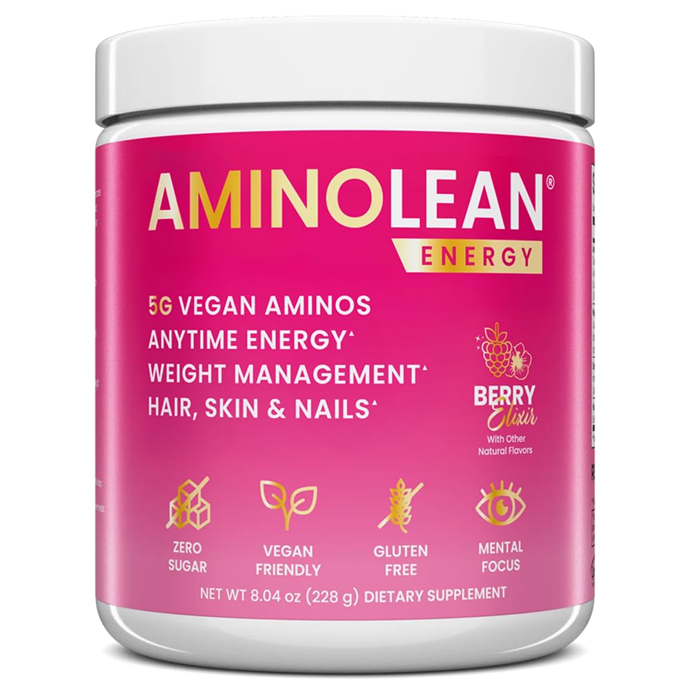 RSP NUTRITION AminoLean Pre Workout, schone energie met geen Jitters, Tingels of Crash, Vegan Vriendelijk met Toegevoegd Biotine voor haar, huid, nagels, Berry Elixir, 30 Servers