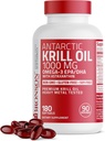 Bronson Antarctica Krill Oil 1000 mg met Omega-3s EPA, DHA, Astaxanthine en Fosfolipiden 180 Softgels