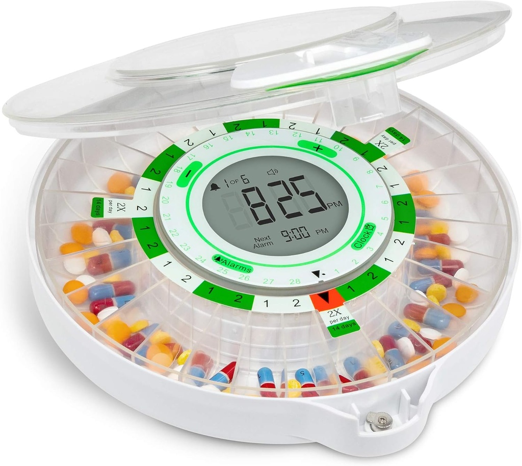 Live Fijne 28-dagen automatische pildispenser met upgrade LCD-scherm, sleutelslot, geluid &amp; licht voor