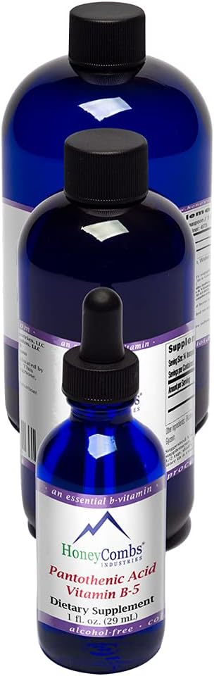 HoneyCombs Vitamine B5 Pantothenic Acid Supplement Liquid Drops - High Potency Vitamine B5 voor mannen en vrouwen - Handhaaf gezonde hormonen, immuunsysteem, haar, huid, nagels - Vegan Liquid Vitaminen (8 Fl oz)