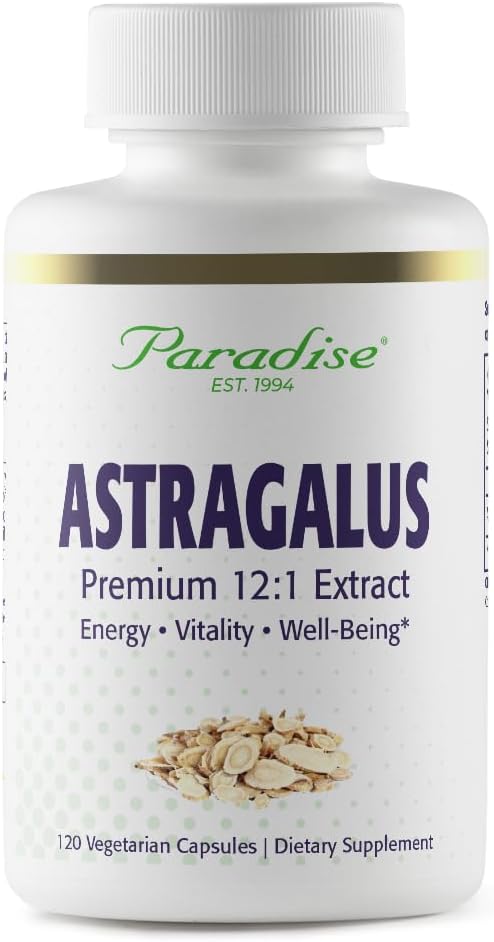 Paradise Kruiden Astragalus Extract, Vegetarische Capsules voor Energie, Digestieve & Immune Health, Niet GGO, Glutenvrij, 120 Capsules