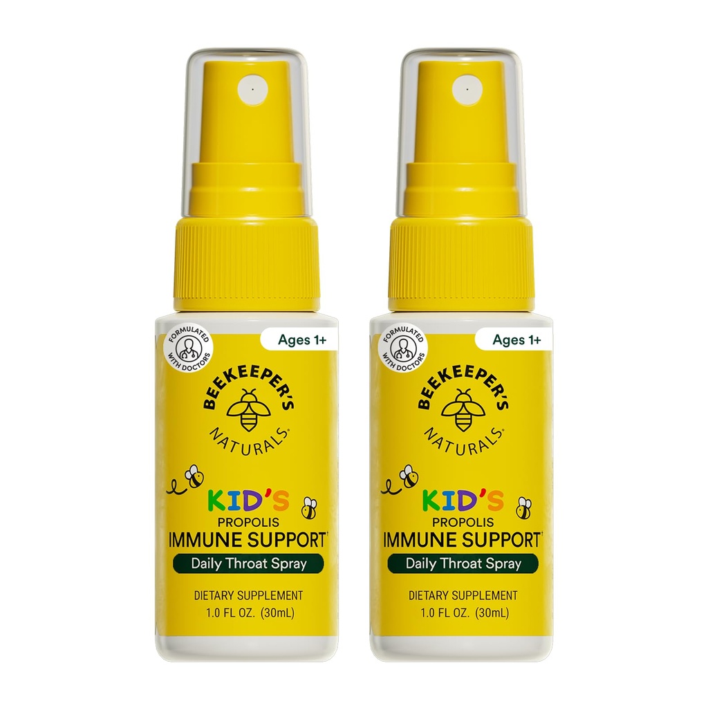 Bijenkeeper Naturals Kids Propolis Throat Spray 95% Bee Propolis Extract - Natural Immune Support & Sore Throat Relief, Antioxidants & Gluten-Free, 1,06 oz (Pack of 2)