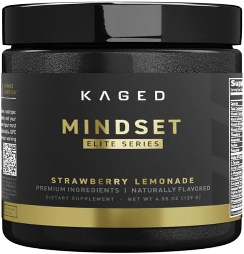 Kaged Nootropic Mindset Elite, Focus and Productivity Supplement, Stimulant Free, Supports Working Memory, Focus, and Mood*, Strawberry Lemonade - 30 Servings