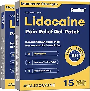Sumifun 4% Lidocaïne Patches Maximale sterkte - 30 Count Pain Relief Patches voor rug, schouder, Elleboog, knie, spier & gewricht - Lagere rug pijnverlichting Producten - Pijn Patches Maximale sterkte Lidocaïne