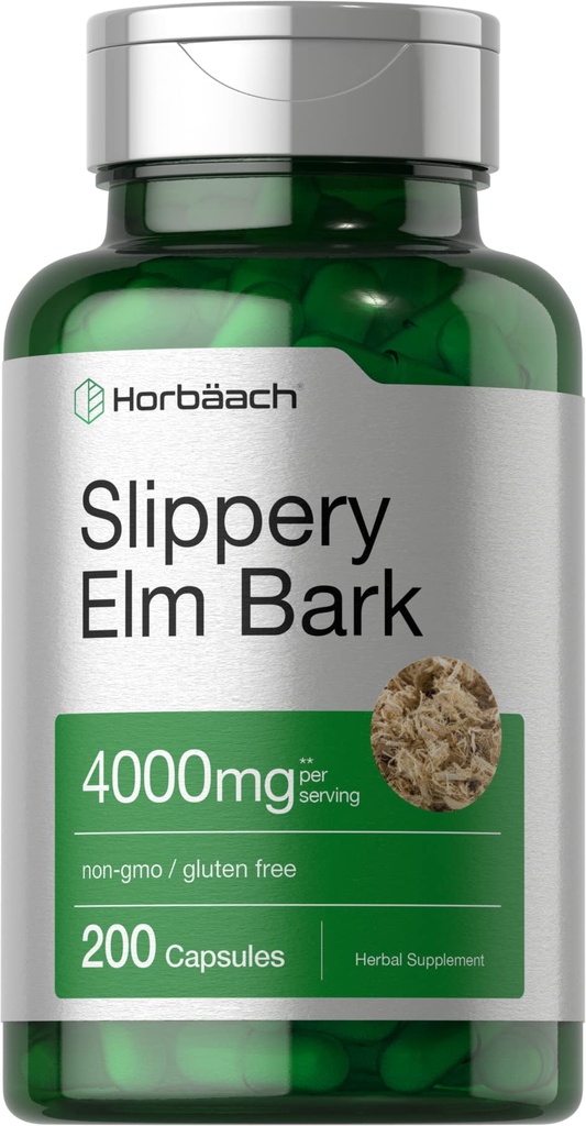 Horbäach Slippery Elm Bark Capsules 200 Graaf Niet-GMO en Glutenvrij