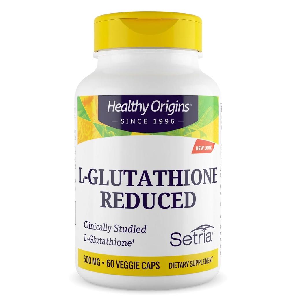 Gezonde oorsprongen L-Glutathione 500 mg (Setria, Non-GMO, Glutenvrij, Antioxidant, Immuun Ondersteuning, Huidondersteuning), 60 Veggie Caps