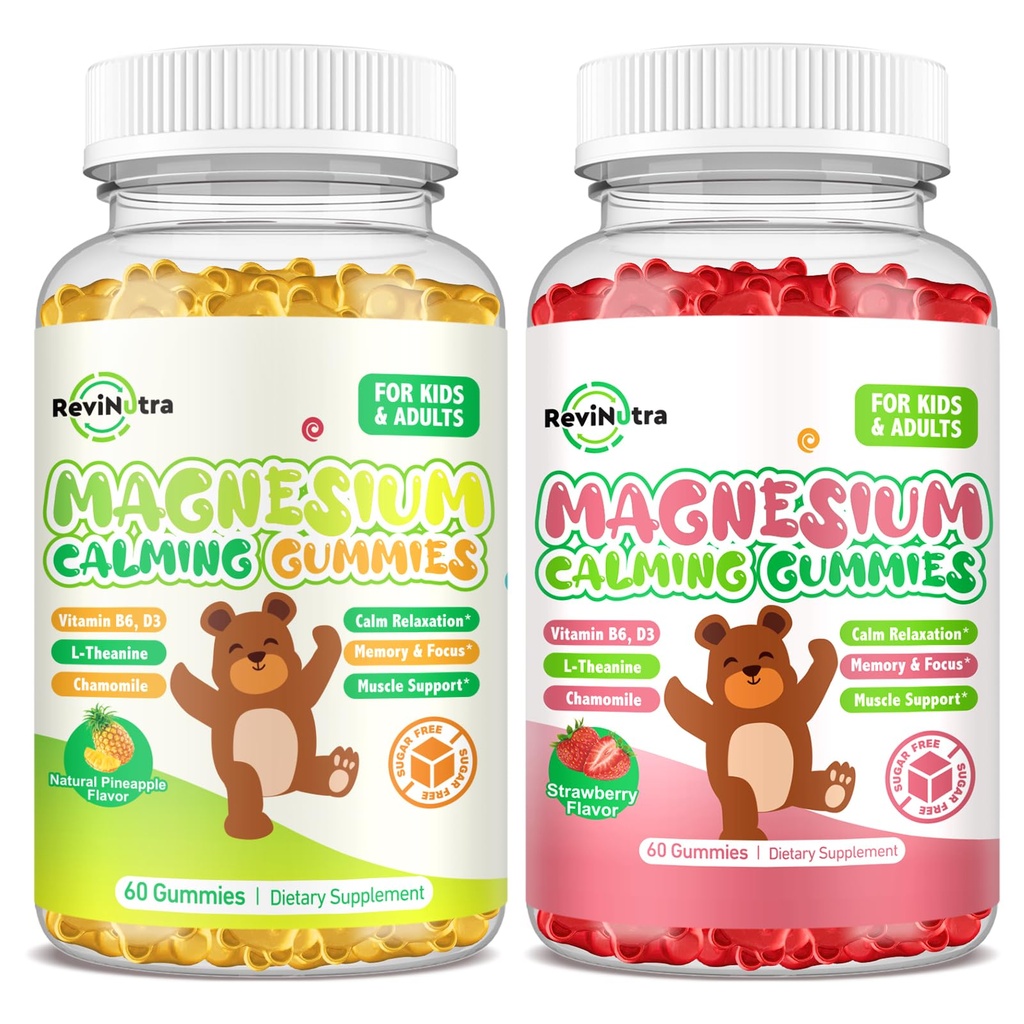 2 verpakkingen Magnesium Gummies voor kinderen & volwassenen- Magnesium Glycinate Complex