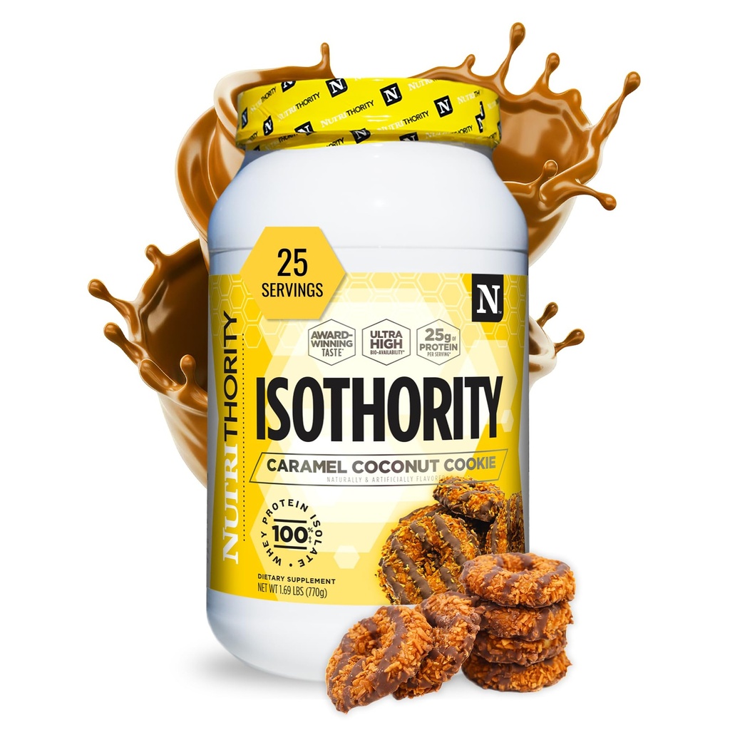 Isothority Wei Protein Isolaat, Caramel Coconut Cookie, 2 lb - Ultra absorbeerbare vertakte keten Aminozuren (BCAA) Poeder met 25g per portie, lage Carb - Build Muscle & Accelerate Recovery