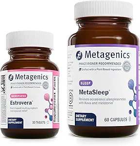 Metagenics Menopause Sleep Duo - HerWellness Estrovera & MetaSleep - 30 Tablets of Estrovera for Hot Flashes, Menopause Relief & Night Sweats - 60 Capsules of MetaSleep for Sleep Support