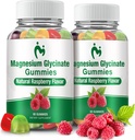Magnesium Glycinate Gummies voor volwassenen & kinderen, 2 Packs Kauwbare Kalm Magnesium Gummies voor slaap, Magnesium Glycinate 400mg, Stress & Muscle Relief, Magnesium Kalium Supplement
