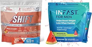 Real Ketones Intermitterende vasten Drankmix bundel voor gewichtsverlies ondersteuning Cafeine Peach Shift Elektrolyten & Intermitterende vasten Elektrolyten voor mannen met BHB Exogene Ketonen (30 Tellen Elk)