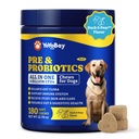 Probiotica voor honden - Hondenprobiotica voor de spijsvertering van gezondheid, gist, jeukende huid, Gut Health, Immune & Skin - 6 miljard CFUs, 180 zachte kauwsmaak, eenden- en perensmaak - met prebiotica & spijsverteringsenzymen