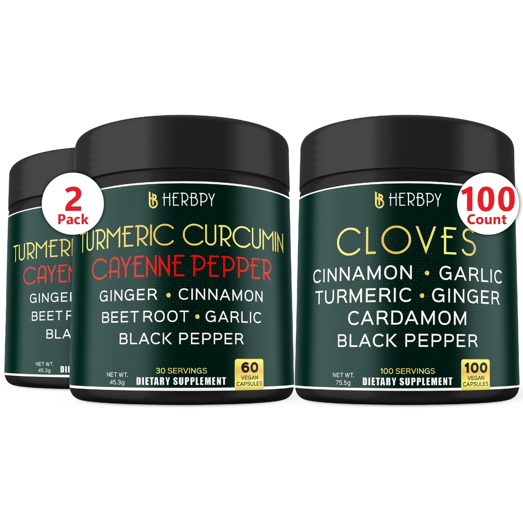 Bundel 7in1 Kurkuma Curcumine Supplementen & 7in1 Kruidnagel Supplement
