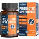 100 Miljard Probiotica voor mannen en vrouwen 27 Strains 5 Biologische Prebiotica voor Gut Digestieve & Immune Health, Ondersteunt Diarree Gas Bloating, Non-GMO, Zero Fillers Made in USA