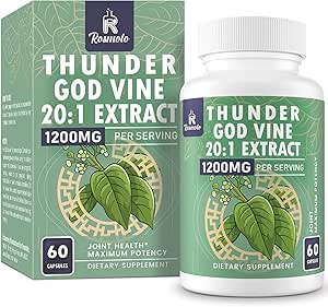 1200 MG Thunder God Vine Root Extract 20:1 Supplement, Tripterygium Wilfordii Herbal Supplement, Vegan formule met Lei Gong Teng Extract, 60 capsules