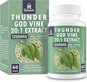 1200 MG Thunder God Vine Root Extract 20:1 Supplement, Tripterygium Wilfordii Herbal Supplement, Vegan formule met Lei Gong Teng Extract, 60 capsules