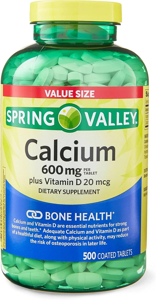 Ikj Calcium Plus Vitamine D Tabletten Dieet Supplement Waarde, 600 mg, 500 Tellen