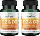 Swanson Vitamin D Complex with Vitamins D2 & D3 - Complete Sunshine Vitamin Complex for Bone, Dental & Immune Health - Vitamin Supplement (50 mcg, 60 Veggie Capsules) (2 Pack)