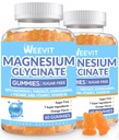Suikervrije Magnesium Glycinate Gummies met L-Threonaat, Magnesium Supplementen voor vrouwen en mannen met Ashwagandha, L-Theanine, GABA, Vitamine C, B6
