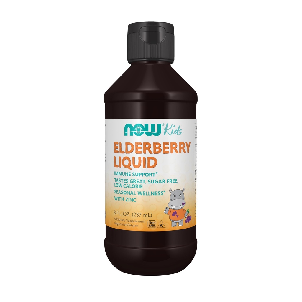 NOW Supplementen, vloeibare vlierbes voor kinderen met zink en astragalus, Immune Support*, 8-Ounce, verpakking kan variëren
