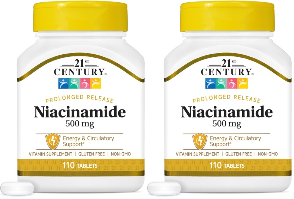 21e Century Niacinamide 500 mg Tabletten met verlengde afgifte, 110-Count (verpakking van 2)