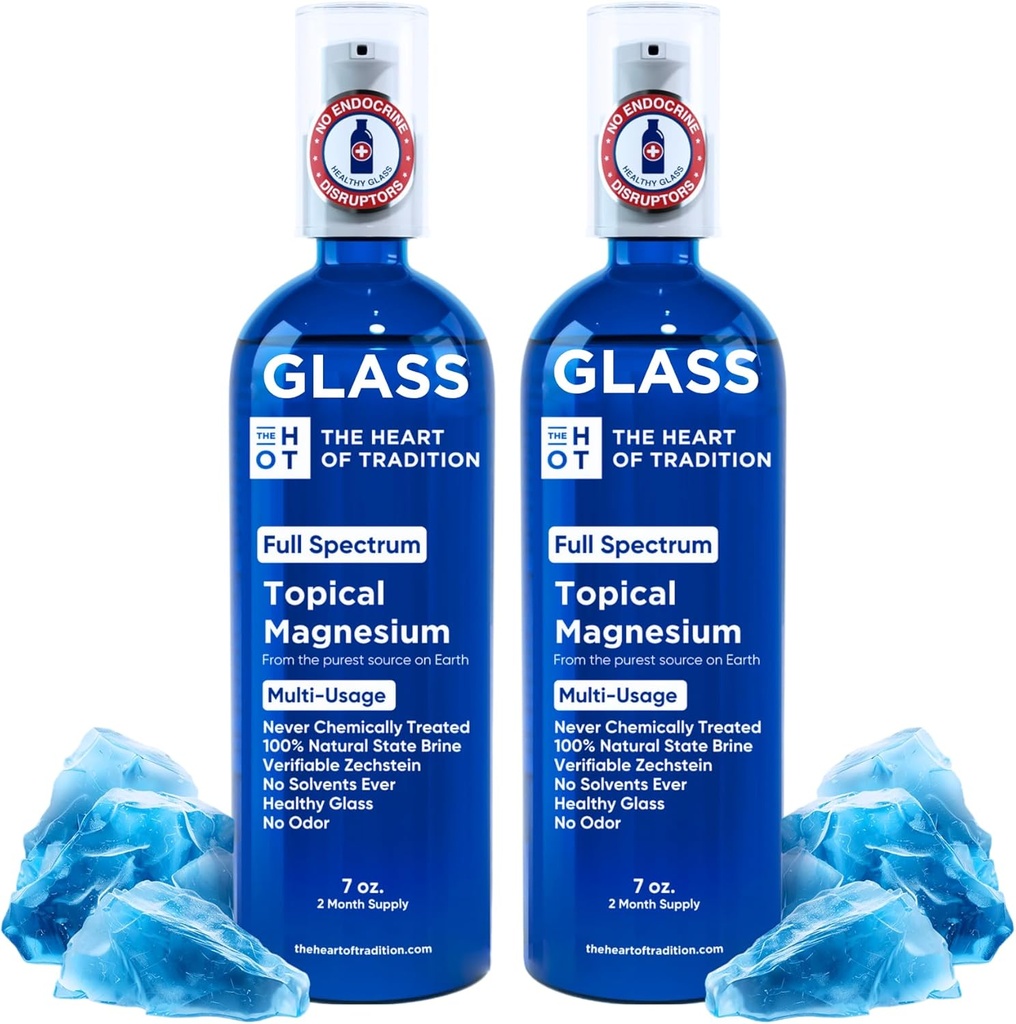 Topical Magnesium Oil Spray Glass Bottle from Ancient Zechstein Sea and Trace Mineral 7 floz - Transdermal Pure Magnesium Spray Oil for Feet, Muscle Relaxation, Leg Cramps, Slaap en algehele gezondheid