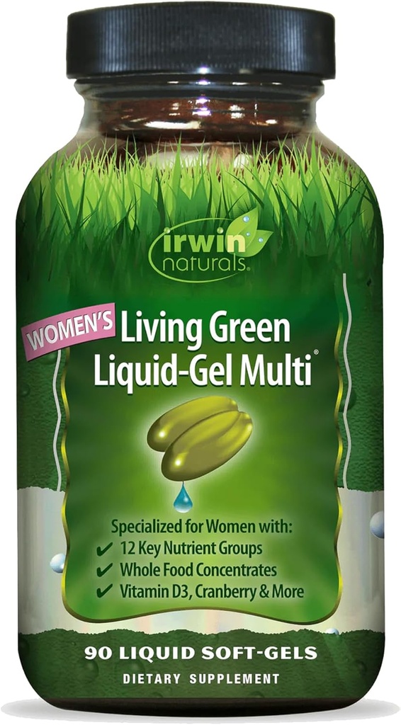 Irwin Naturals Women's Living Green Liquid-Gel Multi - 120 Liquid Softgels - Inclusief 70 essentiële voedingsstoffen, vitamines en mineralen