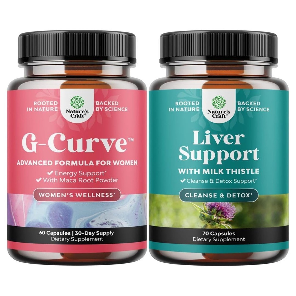 Bundel van G-Curve Butt & Borst Enhancement Pillen met Saw Palmetto Extract Geile Geit Weed en Lever Reiniging Detox & Reparatie - Melkdistel met Dandelion Wortel Choline Rode bieten & Artichoke Extract