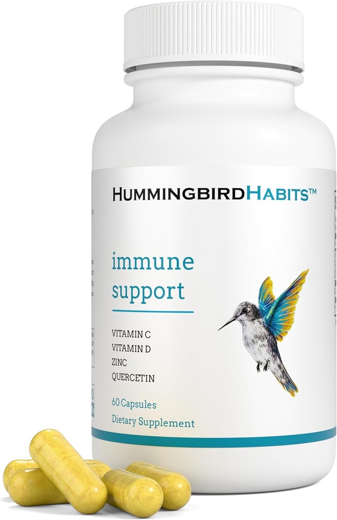 Immuun Support, Zink quercetine Vitamine C en D Immuun Complex, Dihydraat Quercitine Supplementen 500 met Zink Vitamine C D3 voor Immunity Support, Vegan Supplement (60 capsules)