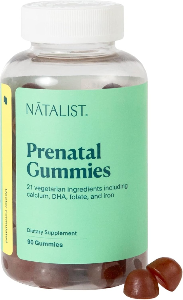 NATALIST Prenatale Gummies voor haar dagelijkse preconceptie en zwangerschap formule vrouwen multivitaminen + DHA Omega-3 van Algen - gemengde Berry, Vegetarisch, Glutenvrije, niet-GMO - 90 Tel.